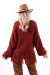 Rust Fringed Sweater