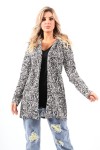Black and white jacket with abstract print