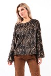 Black and camel printed top