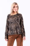 Black and camel printed top