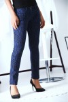 Stretch Midnight Blue Jeans Pants with Pocket and Black Pattern