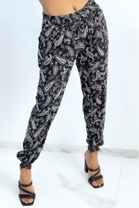 Flowing black pants with Aztec pattern with pretty bow at the waist.