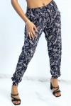 Flowing navy pants with Aztec pattern with pretty bow at the waist.