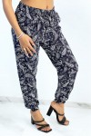 Flowing navy pants with Aztec pattern with pretty bow at the waist.