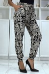 Fluid black pants with ethnic pattern