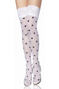 White or black polka dot stockings