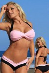 Black and pink 2-piece swimsuit
