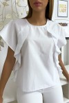 Women's summer blouse in white with flounce and very comfortable to wear