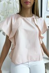 Women's summer blouse in pink with flounce and very comfortable to wear
