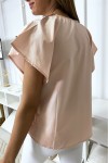 Women's summer blouse in pink with flounce and very comfortable to wear