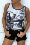 Black tank top with illustration
