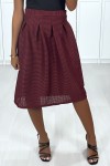 Burgundy lined 3/4 skirt with pleats at the waist.