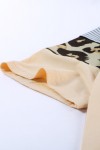 T-shirt femme kaki rayé imprimé léopard à manches courtes