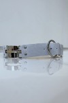 White faux leather belt and metal inserts