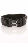 Wide black double buckle belt and accessory pockets