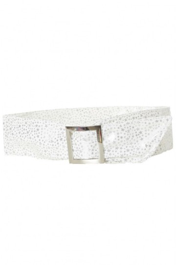 Light white belt with star pattern and rectangle buckle. stars