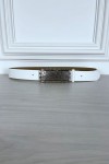 Thin white belt with rectangle buckle