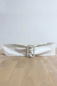 White belt with rectangle buckle for women.