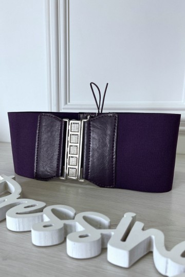 Purple waist belt with lace on the back.