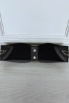 Wide black asymmetrical studded belt