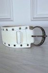 Ceinture blanche en simili avec strass oeillet