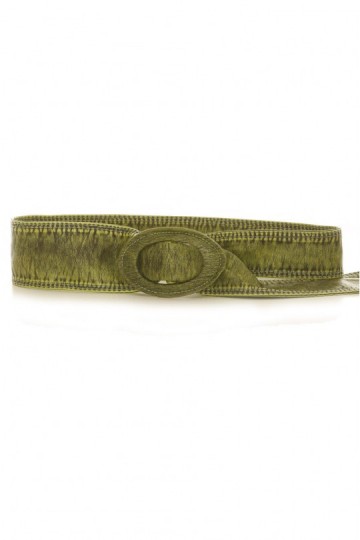 Green faux leather belt Closur
