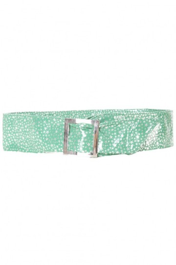Light green belt with star pattern and rectangular buckle