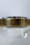 Golden belt with rhinestone and silver rectangle buckle
