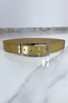 Golden belt with rhinestone and silver rectangle buckle