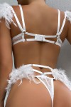 White feathered lingerie set