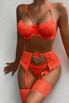 Sexy lingerie set in orange lace