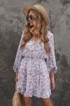 Sky blue floral dress with long sleeves