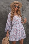 Sky blue floral dress with long sleeves
