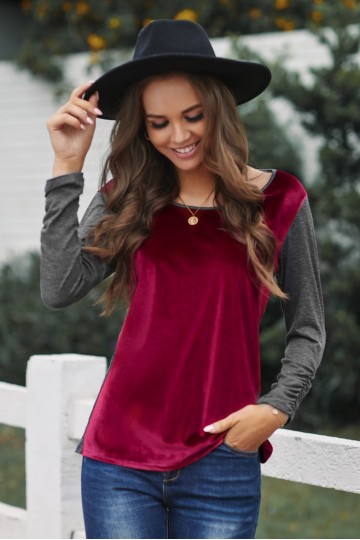 red long sleeve top