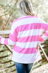 Sweatshirt à rayures rose grande taille