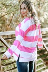 Sweatshirt à rayures rose grande taille