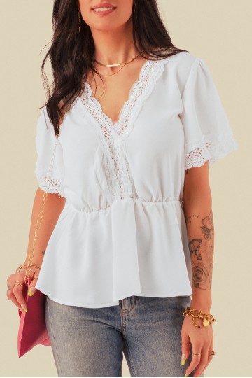 Blusa blanca de manga corta