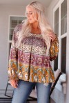 Boho print multicolored blouse