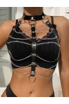 Bondage bra with silver chains