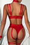 Ensemble de lingerie sexy rouge à chaines