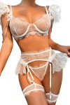 White feathered lingerie set