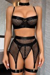 Sexy black fishnet lingerie set