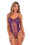 Purple bodysuit with butterfly embroidery