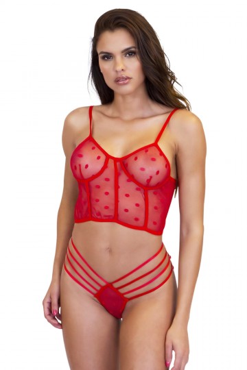 Red tanga lingerie set