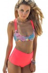 Neon pink 2-piece swimsuit with multiple braids