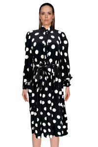 Vintage style black dress with white polka dots