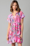 Pink dress with abstract patterns