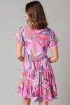 Pink dress with abstract patterns
