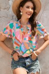 Blusa multicolor con estampado abstracto