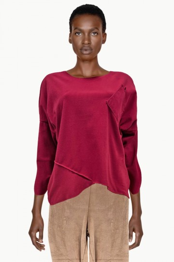 Burgundy sweater with three quarter sleeves